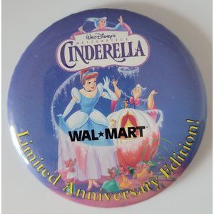 Disney Cinderella Walmart Promo 3" Pin Back Button Wal-Mart